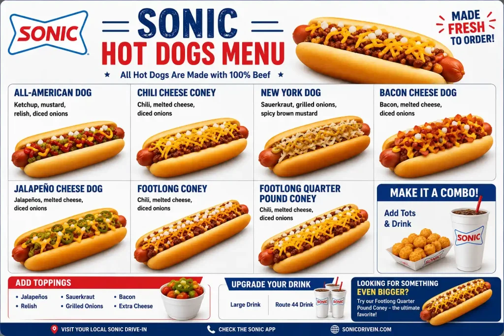 Sonic Hot Dogs Menu 2026 | Prices, Calories, and Varieties 1 Sonic Hot Dogs Menu - sonicprices