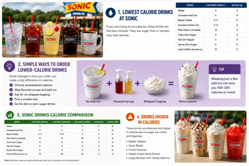 Lowest Calorie Sonic Drinks: 12 Healthiest Choices Ranked (2026) 2 Lowest Calorie Sonic Drinks Comparison